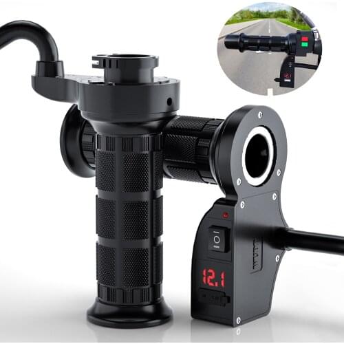 12V 22mm 3 Leave Motorcycle Electric Heating Grips Handlebar 65-85℃ Adjustable Digital Voltage Meter ATV Bike Part w/ USB Charge