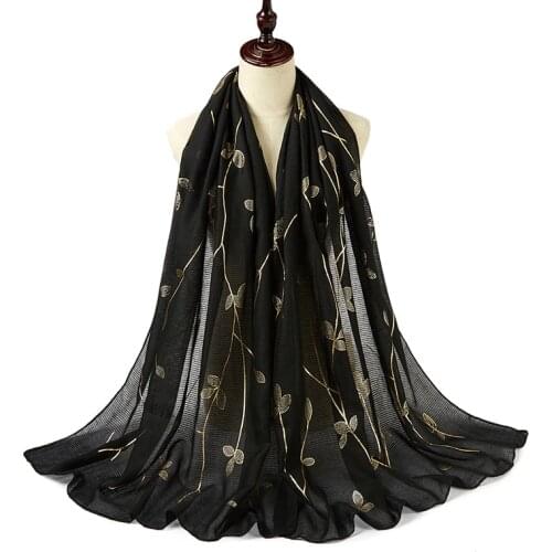 Womens cotton hijab scarf hot stamping flower wraps muslim shawls scarves fashion headband long soft muffler pashmina 180*90