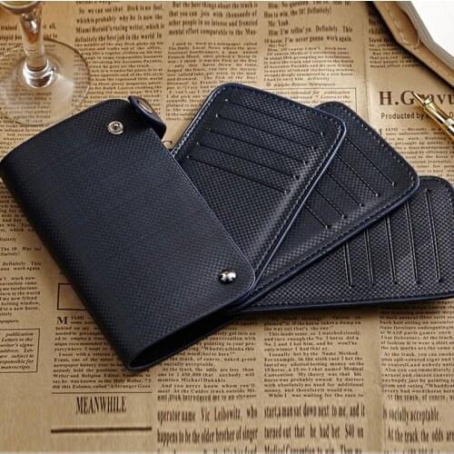 Dark Blue Multi Credit Cards Holders Case Card Box Vintage Card Wallet Gentleman Mens New Famous Brand Design Blue Pu Leather