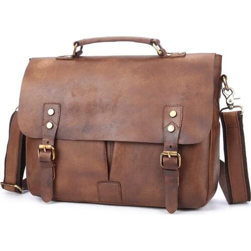 Vintage Crazy Horse Leather Bag Men Handbags Man Crossbody Bags Mens Travel Bag Tote Laptop Briefcases men Genuine Leather bags