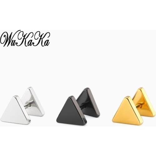 High Quality Fashion titanium steel Triangle Earring Double-sided Black Earrings Personality Stainless Steel earrings for Man