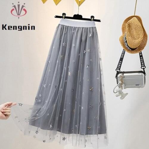 Denim Women Skirts 2021 Summer New High Waist A- Line Office Lady Work Jeans Skirt Loose Light Blue Color Pockets Skirts KE1298