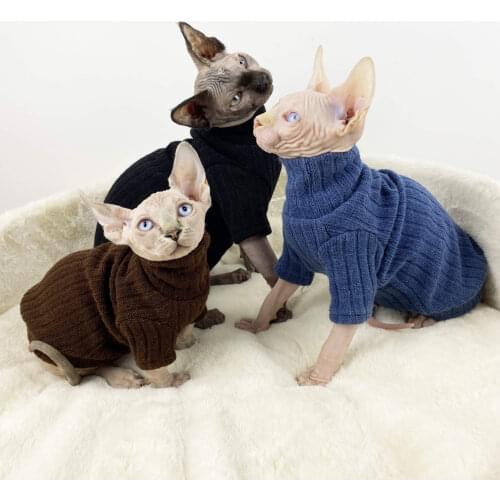 Birus Hairless Cat Clothes Winter Thick Warm High Collar Bottomed Sweater Sphinx Winter Clothes
