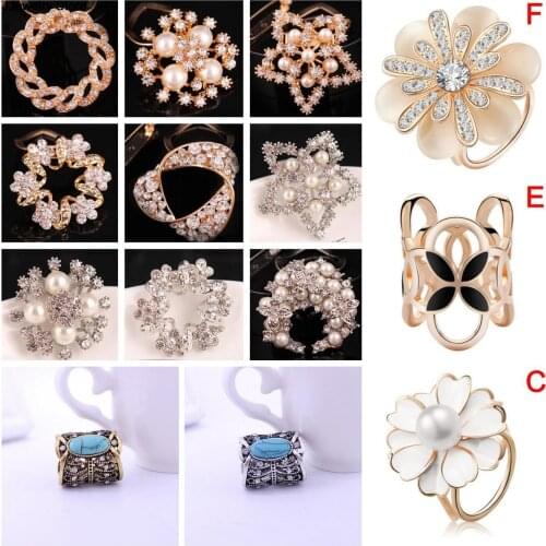 1PC Women Custom Shawl Ring Clip Scarves Fastener Crystal Silk Scarf Buckle Brooch Wedding Fashion Jewelry Female Classic Gift