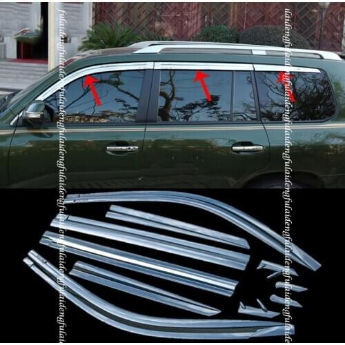 10pcs For Toyota Land Cruiser 2008-2020 ABS Chrome Window Visor Vent Shade Rain Guard Door Visor Splitter Car Accessories
