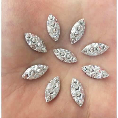 100pcs Resin 7*15mm Horse Eye Honeycomb Flat Back Stone Scrapbook Wedding DIY F431