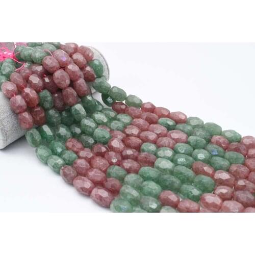 12-14mm AA Natural Faceted red green Strawberry Quartz Stone Beads For DIY necklace bracelet jewelry making 15 "free delivery