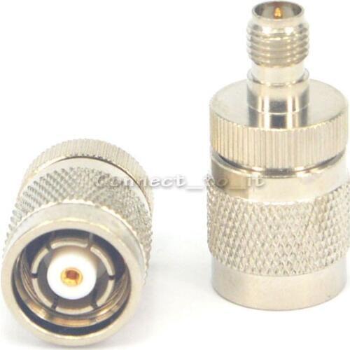 2 Pieces RP SMA female jack to RP TNC male plug connector nickelplated RF coax connector adapters