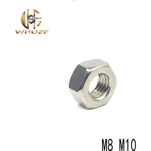 50Pcs DIN934 M8 M10 304 Stainless Steel Metric Thread Hex Nut Hexagon Nuts