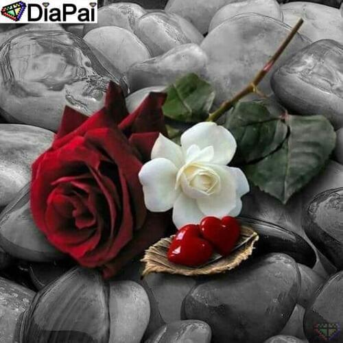 DiaPai 100% Full Square/Round Drill 5D DIY Diamond Painting "Rose flower stone" Diamond Embroidery Cross Stitch 3D Decor A21559