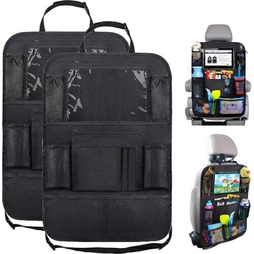 Car Backseat Organizer With Touch Screen Tablet Holder + Multiple Storage Pockets Kick Mats Car Seat Back Protectors For Kids
