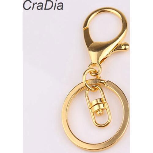 4pcs 30mm 12designs Key Chains Key Rings Round gold silver color Lobster Clasp Keychain