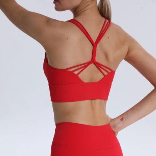 Quick Drying Fitness Vest Sleeveless Sports Bra High Elastic Shockproof Gather Top Nudity Cross Shoulder Strap Yoga Vest Summer