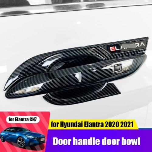 For Hyundai Elantra CN7 2020 2021 ABS carbon fiber stainless steel side door handle cover decoration anti-scratch modification