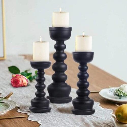 European Black Candle Holders Metal Candlesticks Romantic Dinner Candle Holders Table Decor Wedding Home Christmas Decoration