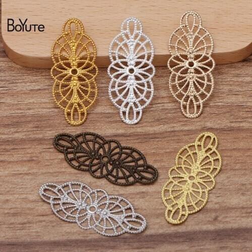 BoYuTe (100 Pieces/Lot) 19*43MM Metal Brass Flower Filigree Findings Diy Hand Made Jewelry Accessories Wholesale