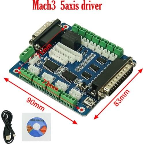 MACH3 Engraving Machine Interface Board 5 Axis Stepper Motor Control Board Cnc Interface Board 5 Axis USB Breakout Board for CNC