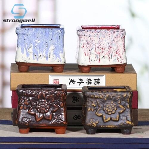 Ceramic Flower Pot Gradient Stoneware Home Garden Simple Creative Bonsai Pot Balcony Green PlantsWholesale