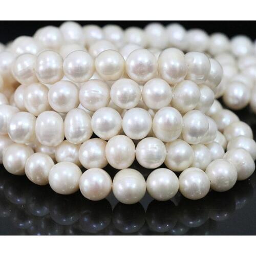 Classical white natural freshwater cultured pearl 7-8mm nearround charming loose beads diy elegant jewelry making 15inch GE1261