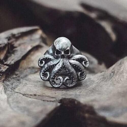 Deep Sea Overlord Octopus Skull Ring Stainless Steel Jewelry Ring Men Domineering Biker Fashion Jewelry