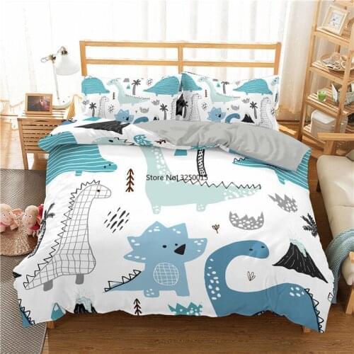 3d Dinosaur Family Bedding Set for Kids Cartoon Printed Bed Cover Single Boys Duvet Cover Set Single Size Children Bedclothes