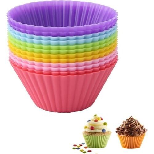 Kitchen Bakeware Color Silicone Cake Mold Decorating Tools Liner Baking Muffin Cup Case Muffin Cupcake Molds 12Pcs/Set