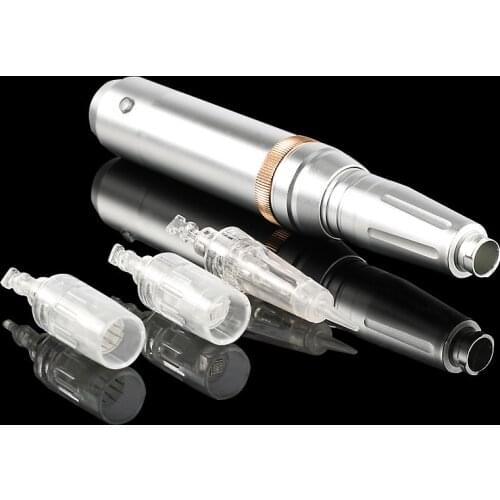 Micropigmentation Permanent Makeup Machine Silver/Black PMU Machine Eyebrow Lips Eyeliner 16 Pcs Cartridge Needle Tattoo Pen Kit