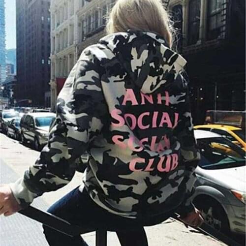 Fashion Hipster Autumn Winter Fleece Pink Letter Print Hooded Pullover Tops Men And Women Outdoor Camouflage Sweatshirts Hoodies