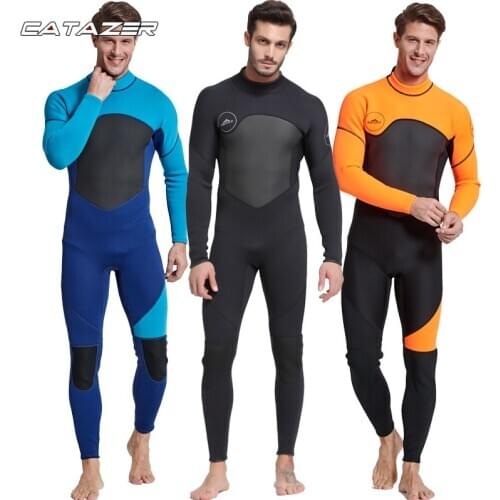 Sbart Wetsuit Mens 3mm Full Surfing Suit Scuba Diving Snorkeling Swimming Surfing Boading Jumpsuit Wet Suit Back Zipper Blue
