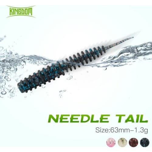 Kingdom Floating Needle Tail Soft Worm Bait 63mm 1.3g Salt Added Flexible Swimming Action Rig Jighead Bait For Bass Pike Fishing
