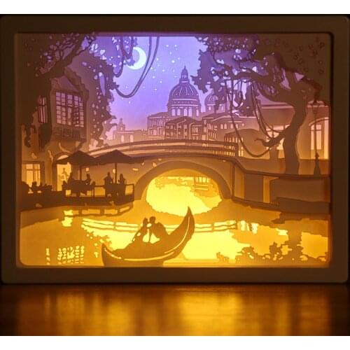 2021 Newest 3D Paper Carving Night Light LED Papercut Light Box Sculptures Frame Gift Decorative Desktop night Lamp