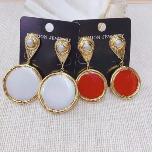 2020 New Woman Earring Big Round Pearl & Stone Dangle Earring Woman Trendy Earring 3Pairs Mix Style