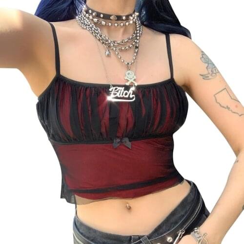 Summer new womens sling one word solid color mesh gauze pleated exposed navel sexy small vest korean tank top cropped top