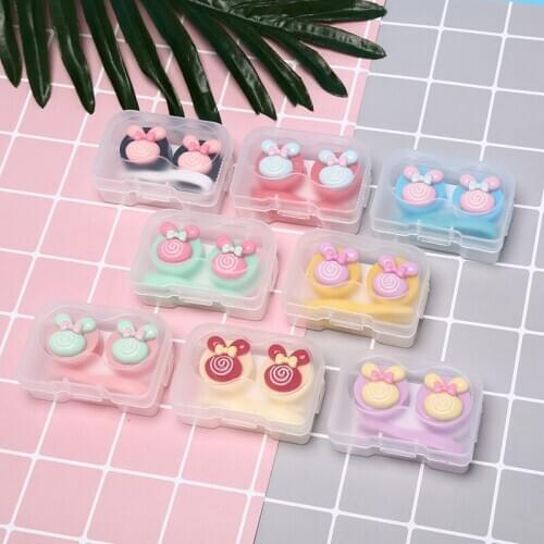 Portable Lovely Multicolor Mini Contact Lens Case Holder Contact Lenses Boxes Bowknot Lollipop Contact Lens Case Random Color