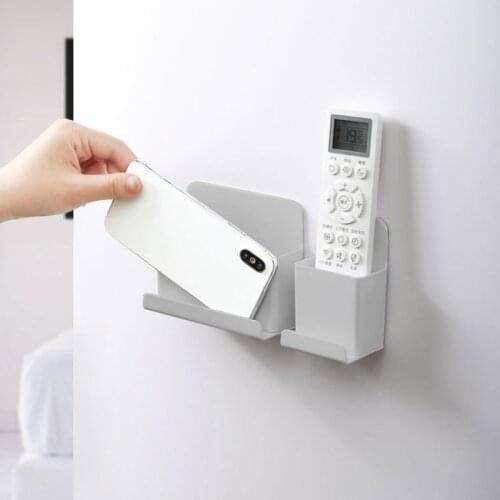 Self-adhesive Wall Phone Charging Holder Stand Remote Control Air Conditioner Storage Box Home Office Storage & Organization