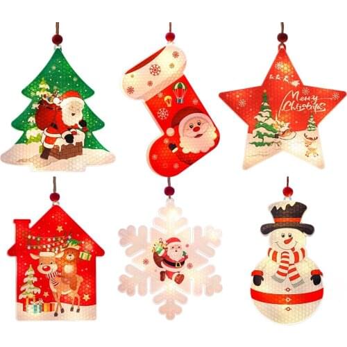 LED Christmas Lights Santa Claus Xmas Tree Hanging Ornaments Lamp Garland For DIY Curtain Home Decor 2022 New Year Navidad
