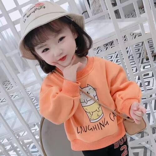 Sweatshirts For Girls' Plush Sweater Autumn Winter Children Korean Cartoon Pullover Baby Top