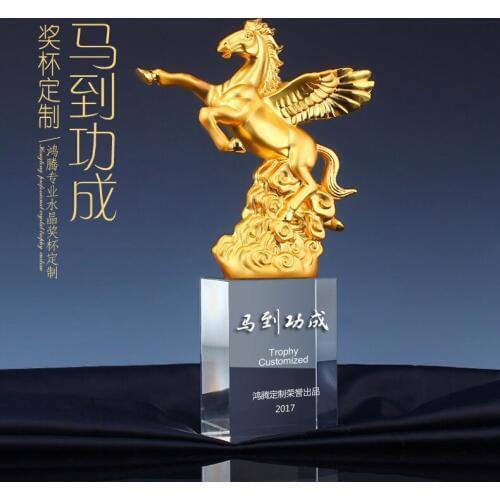 TOP GOOD Custom Business gift -Home office company annual meeting Mascot fortune HORSE crystal statue Trophy