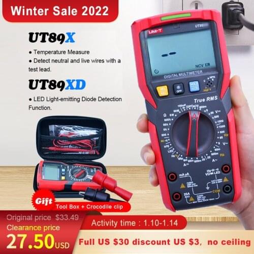 True RMS Digital multimeter UNI-T UT89X;AC DC Voltage current meter;Capacitance Resistance Temptester;NCV/Live wire test+EVA box