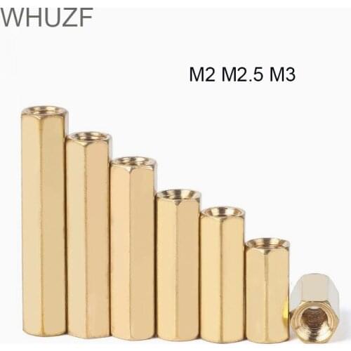 WHUZF M2 M2.5 M3 Hex Brass Male Female Standoff Pillar Mount Copper Hexagon Thread PCB Motherboard Standoff Spacer Hollow Column