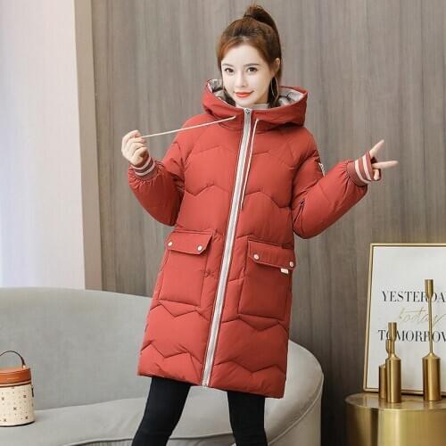 2020 Plus size winter parkas women warm padded jacket hooded coat thicken down cotton jacket students loose long outerwear KW78