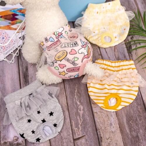 Pet Dog Cotton Physiology Pants Dog Shorts Cat Underwear Puppy Cute Skirt Diaper Lace Edge Sanitary Briefs Puppies Panties