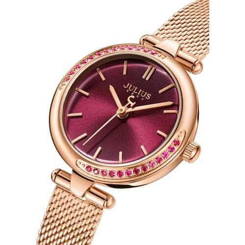 Rhinestones Julius Lady Womens Watch Japan Quartz Elegant Fashion Hours Clock Bracelet Stainless Steel Girls Birthday Gift Box