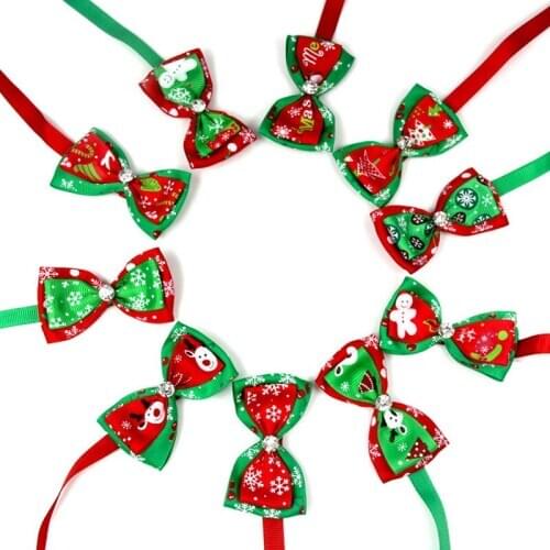 1Pcs Adjustable Christmas Pet Collar Cat And Dog Bow Tie Neck Strap Cat And Dog Grooming Accessories Pet Products Christmas