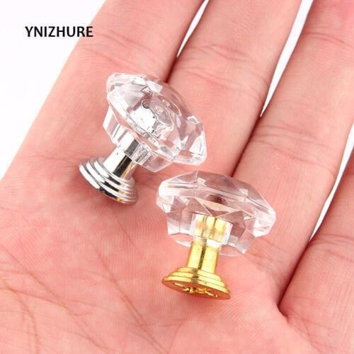 10pcs/set Drawer Furniture Knob Pull Handle Use for Knob Cupboard Cabinet Drawer Fittings Gold Diamond Crystal Shape Acrylic