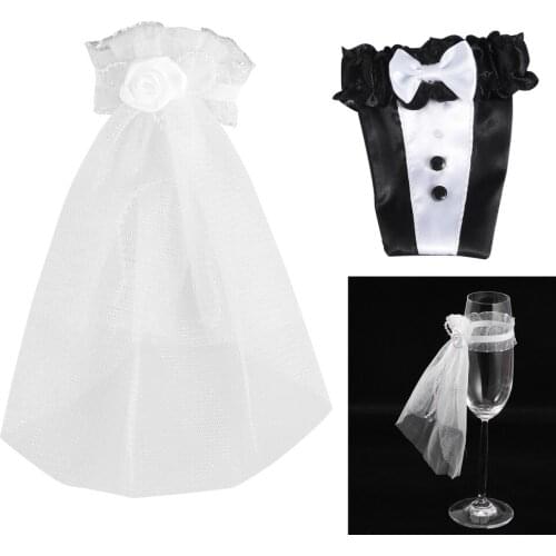 2pcs Wedding Dress Glasses Bride and Groom Champagne Flutes for Wedding Gifts Bridal Shower Wedding Favors Couples