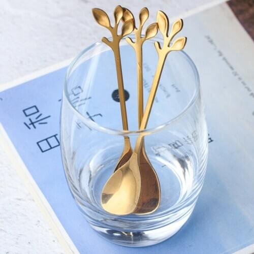 20Pcs Stainless Steel Tableware Spoon Creative Branch Leaves Spoon Coffee Stirring Spoon Christmas Gift Kitchen Accessories
