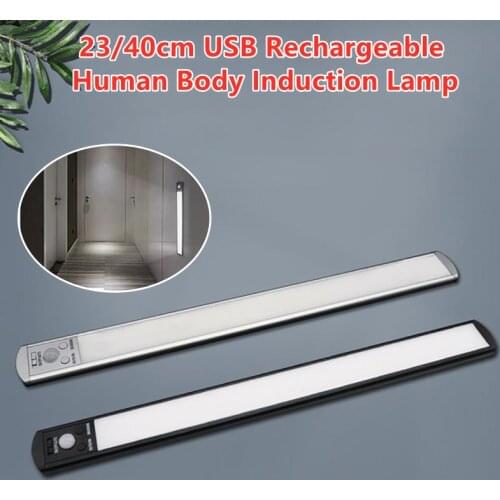 23/40cm USB Rechargeable Human Body Induction Lamp Three-Color Temperature Adjustable Long LED Cabinet Light Ultra-thin Lamp