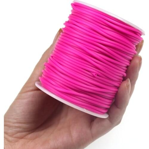 48m/Spool 2mm Fly Tying Material Thin Film Elastic Tube for Scud Shrimp Nymph Fly Skin Fishing Rig Sleeve Sabiki Fluo Pink
