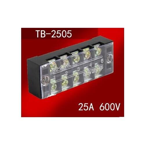 5 Position Screw Terminal Block Strip 600V 25A TB-2505